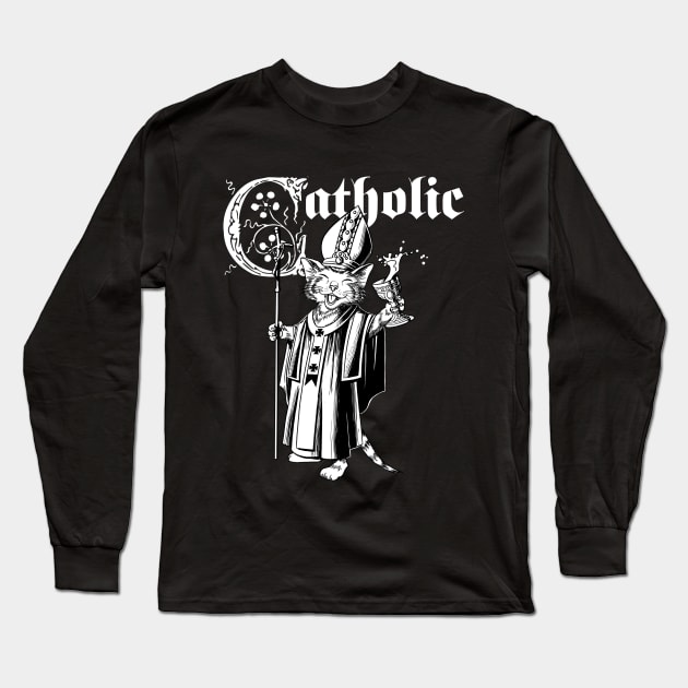 Cat Catholic cat Long Sleeve T-Shirt by Juandamurai